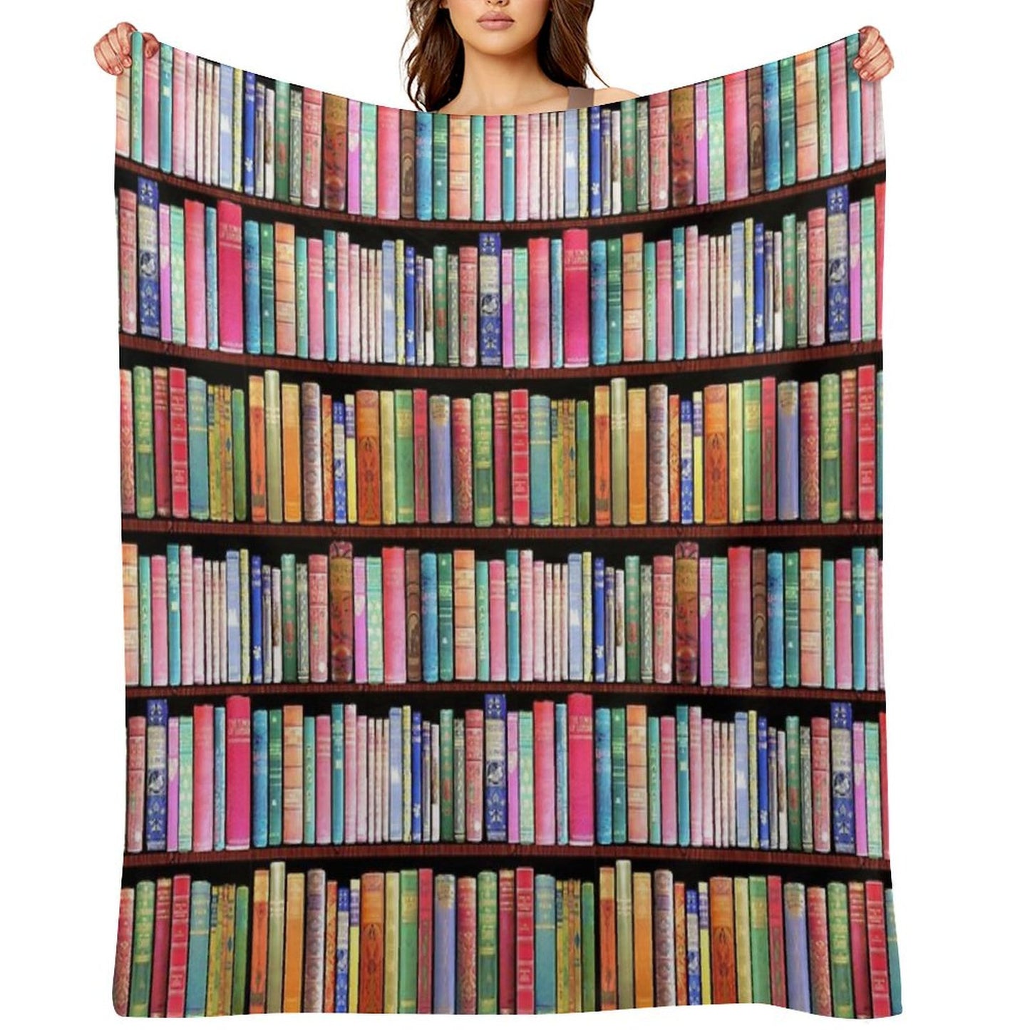 Bookworm Antique Book Library, Vintage Book Shelf Throw Blanket