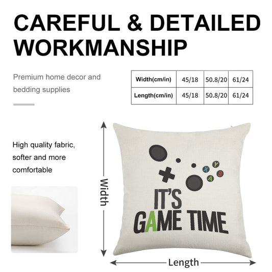 It's Game Time Linen Throw Pillow Cover
