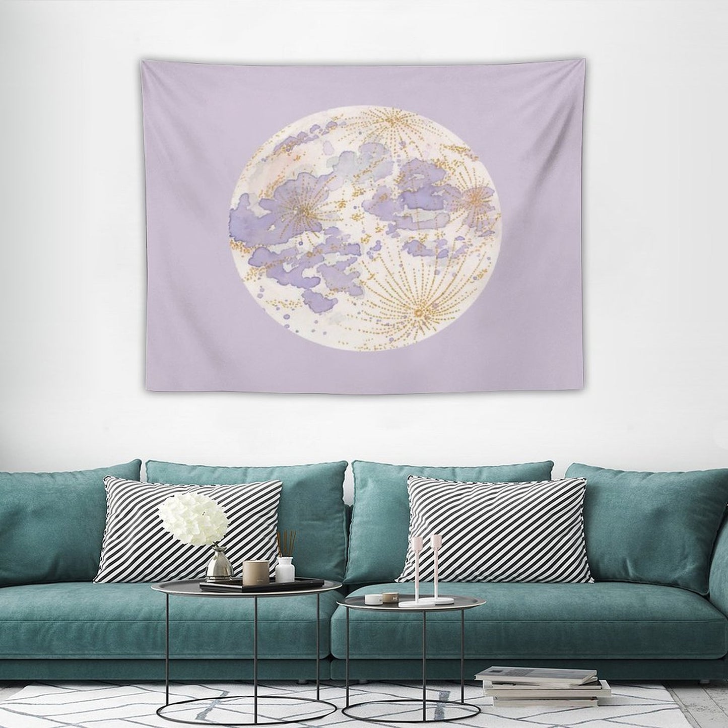 Lavendar Peach Moon Tapestry