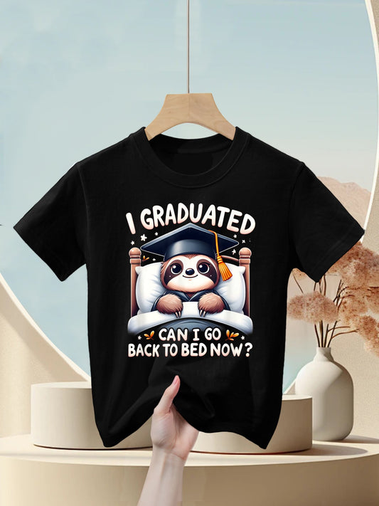 Graduation Sloth I Graduated Can I Go Back To Bed Now Kids T-Shirt