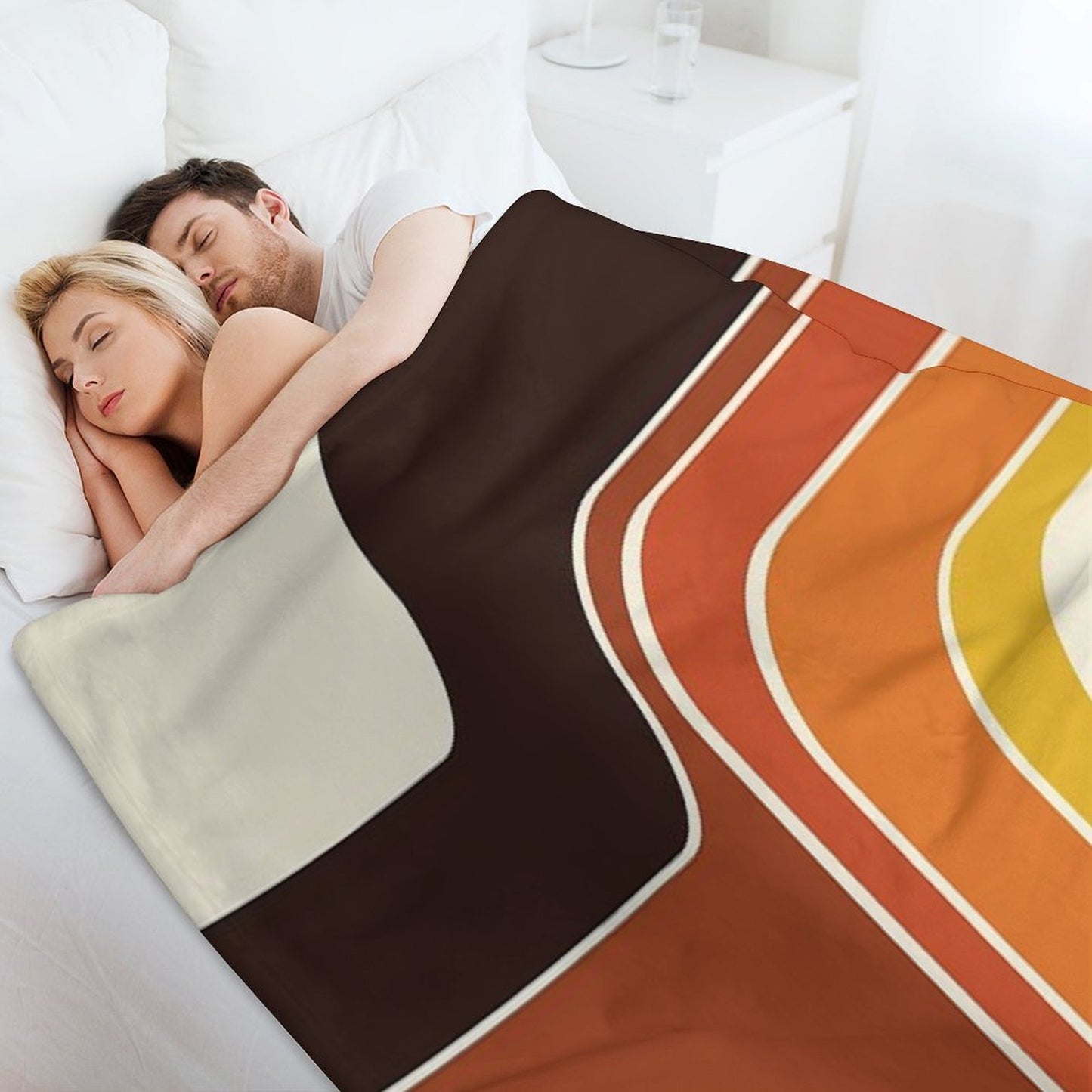 Retro Zig Zag Meets 1970s Orange Throw Blanket