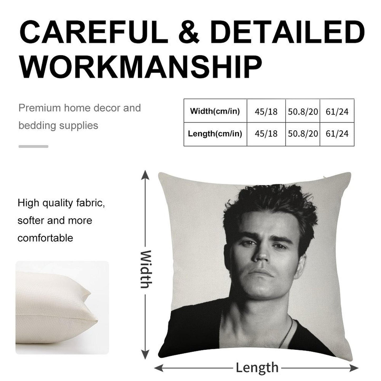 Paul Wesley Black And White Linen Throw Pillow Cover