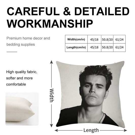 Paul Wesley Black And White Linen Throw Pillow Cover
