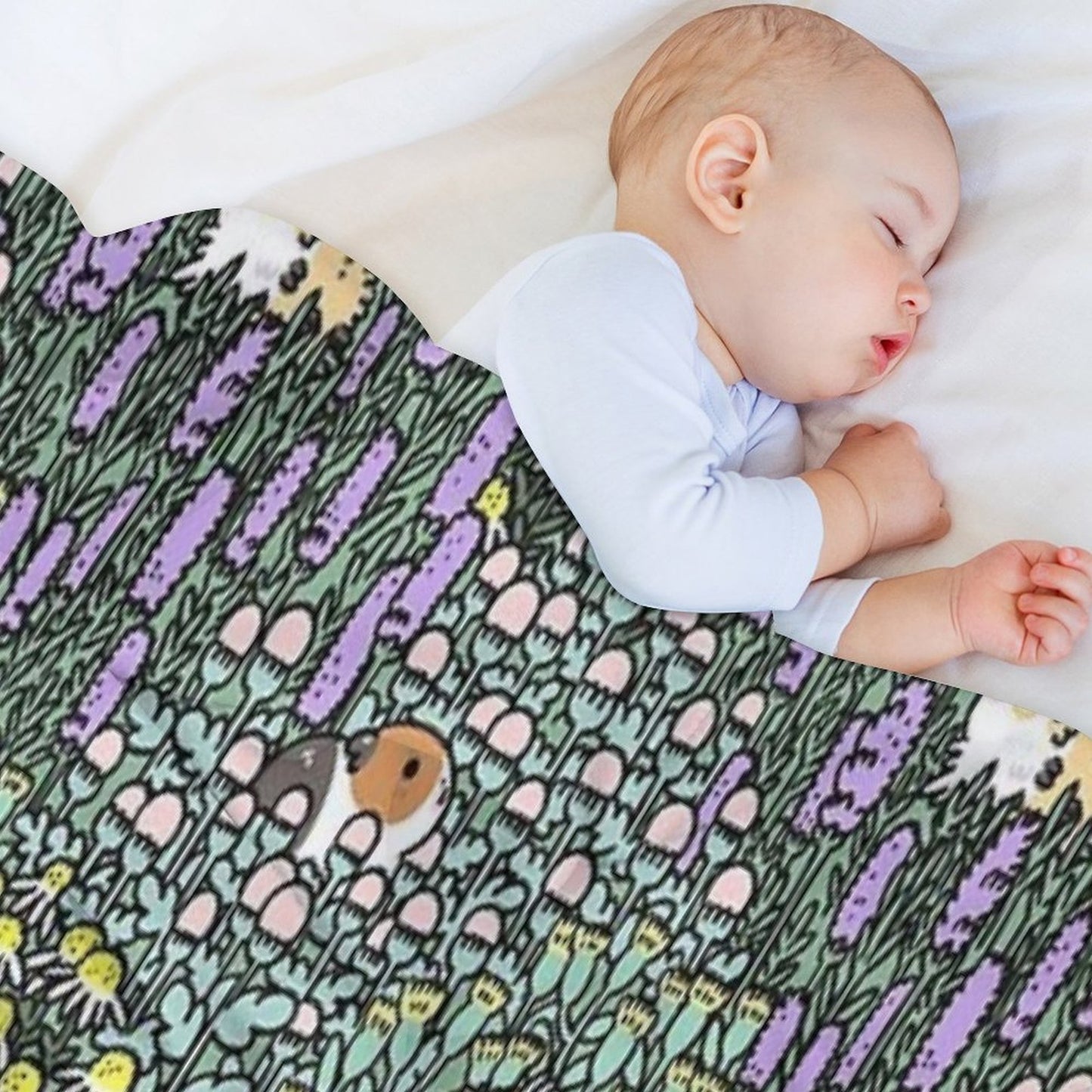 Guinea Pigs And Garden Herbs Pattern Throw Blanket