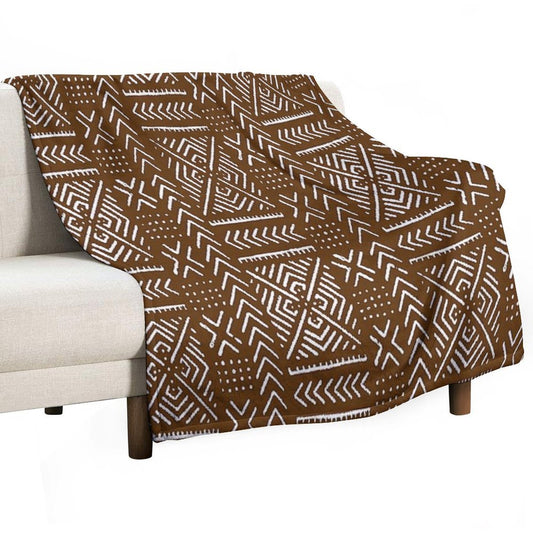 Line Mud Cloth Brown Throw Blanket