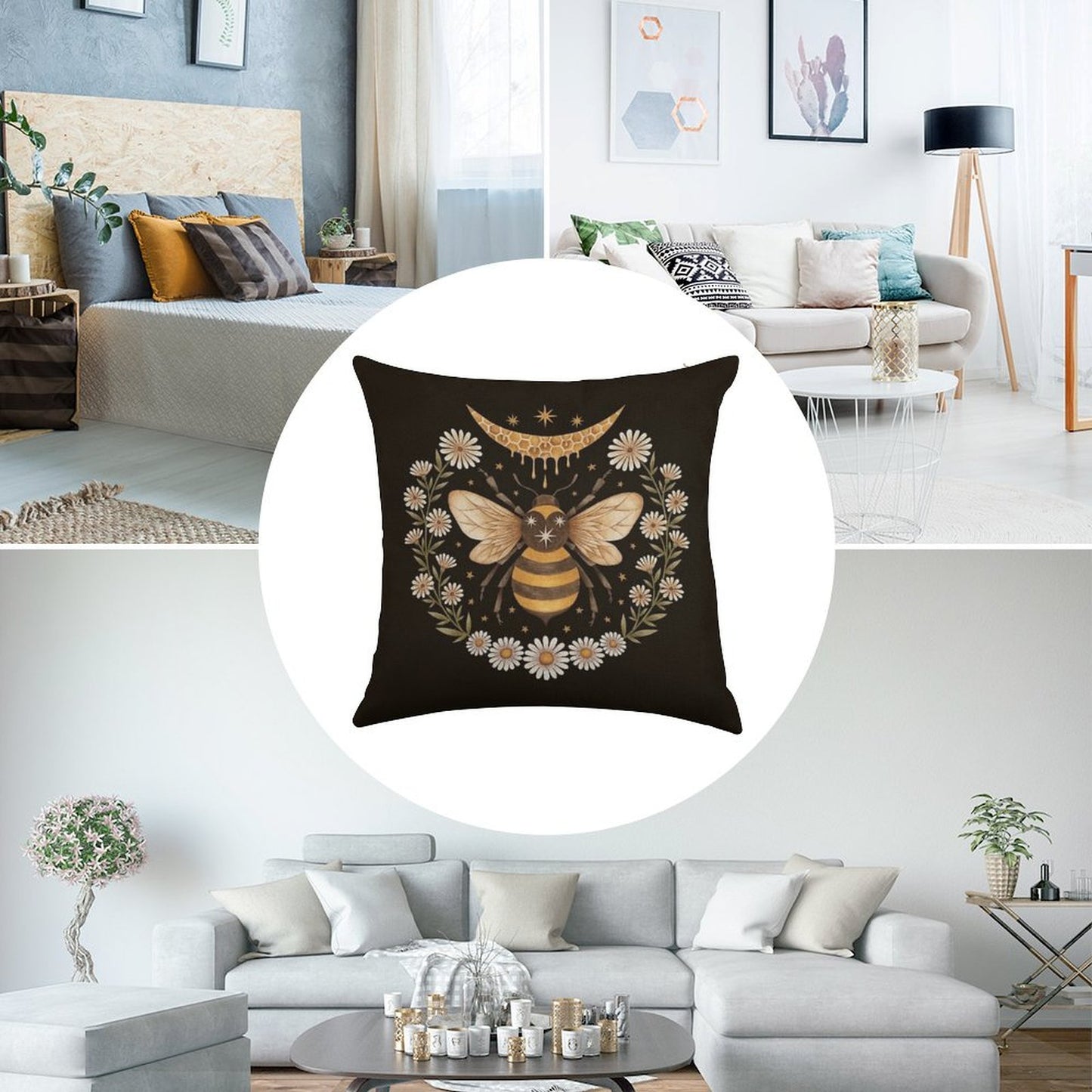 Honey Moon Linen Throw Pillow Cover