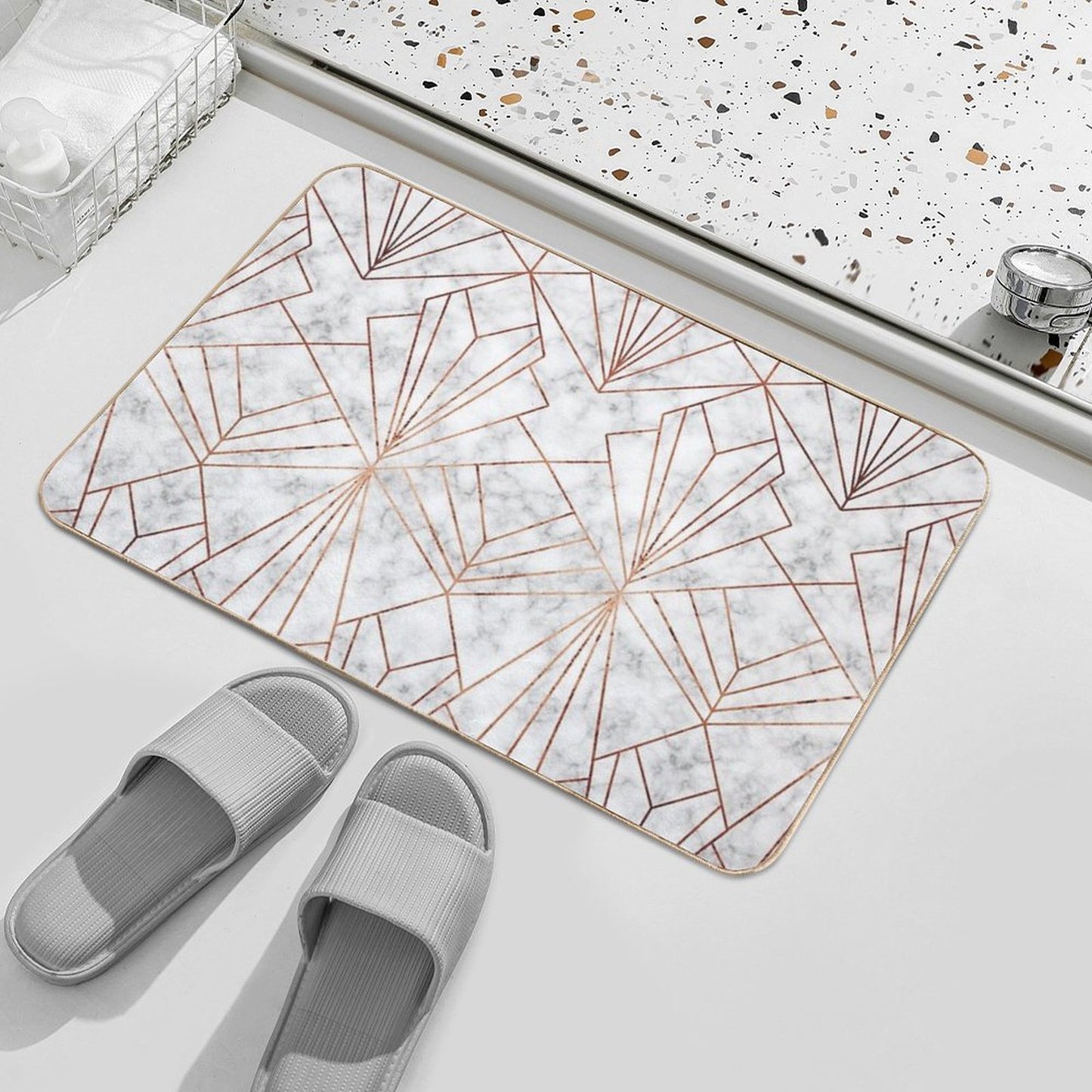 Art Deco Marble & Copper - Large Scale Bath Mat