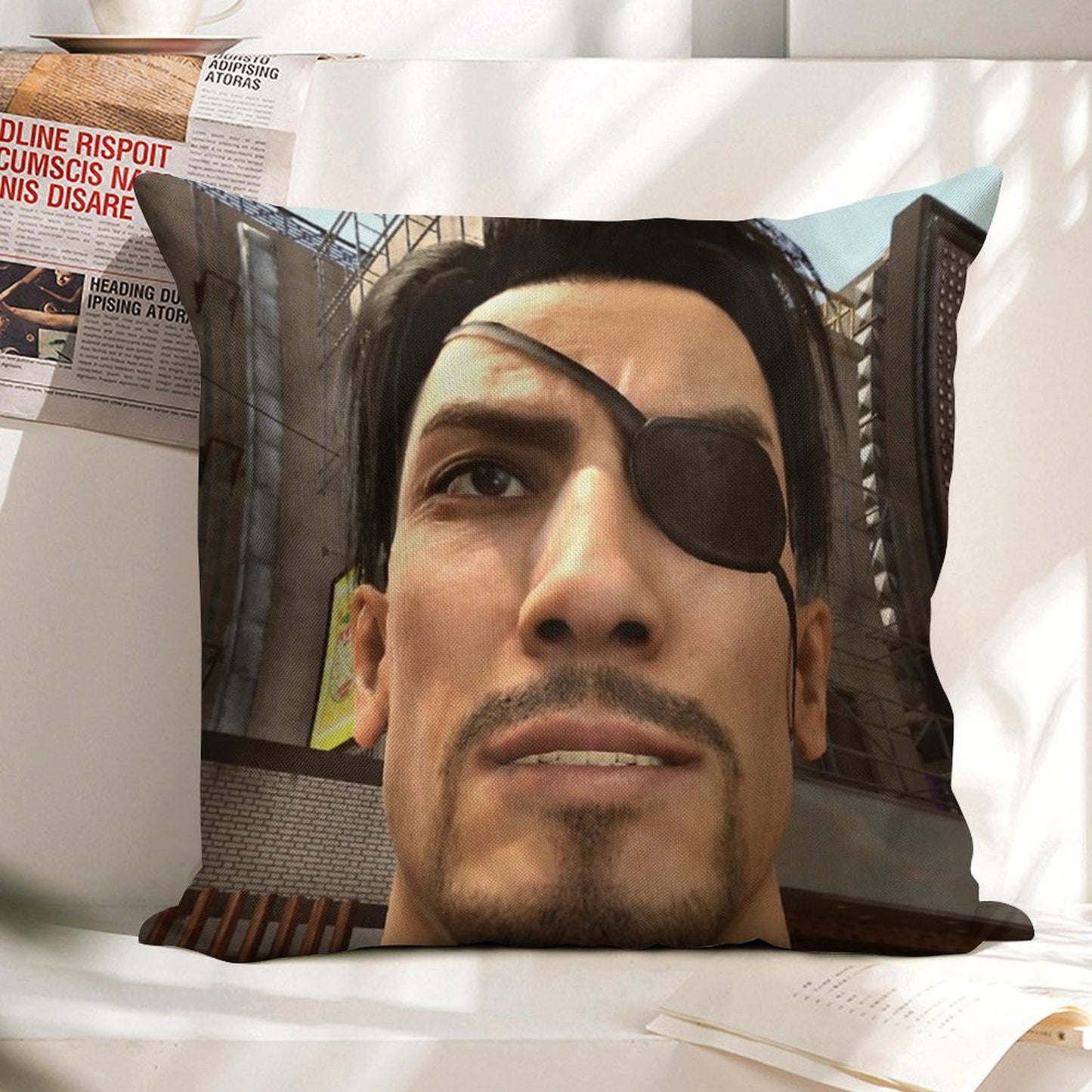 Goro Majima Linen Throw Pillow Cover