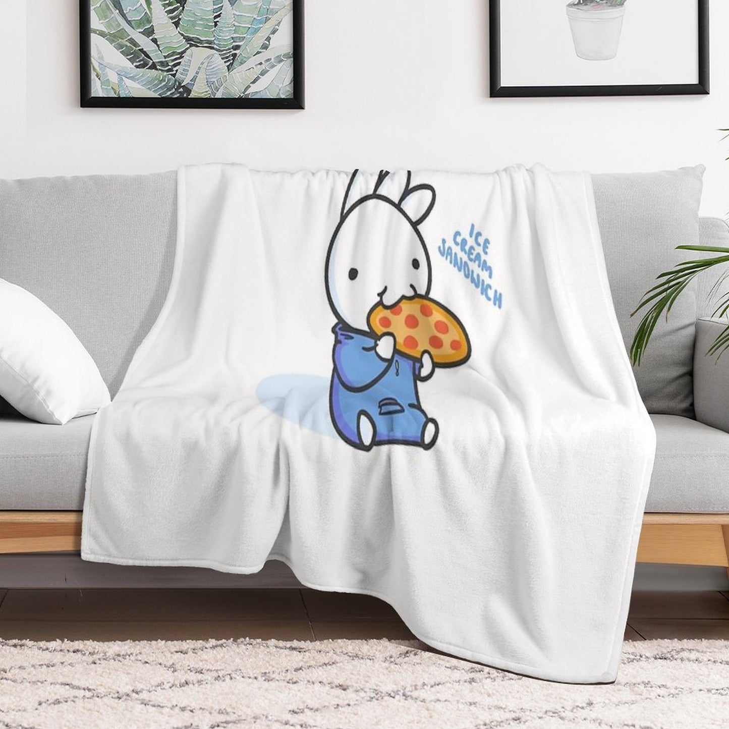 Ice Cream Sandwich Merch Ice Cream Sandwich Eat Pizza Throw Blanket