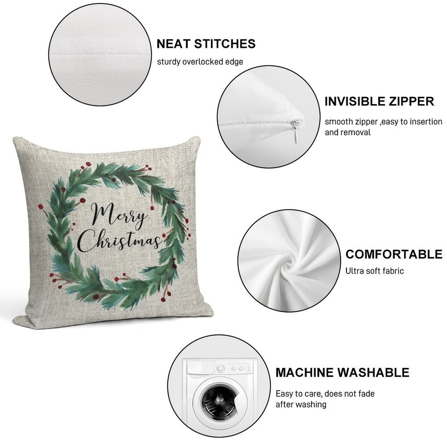 Christmas Wreath Soft Ultra-Soft Texture Throw Pillow