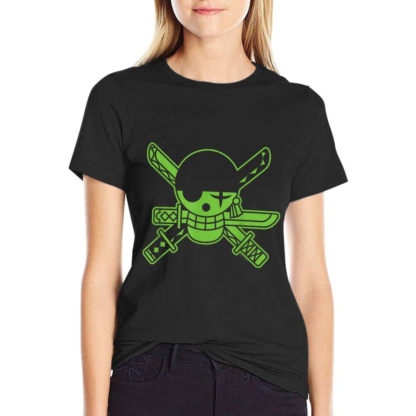 One Piece Anime Green Roronoa Zoro Jolly Roger Comfortable T-Shirt
