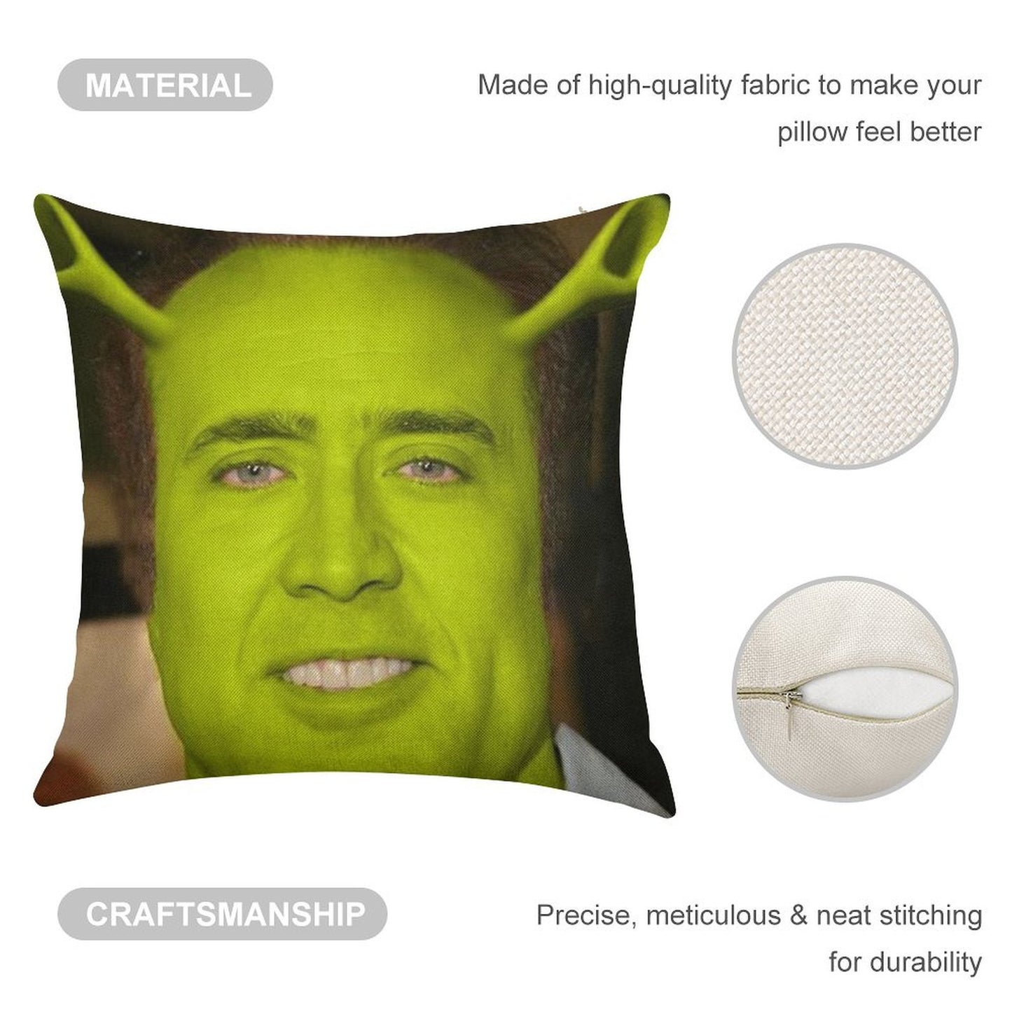 Nicolas CageShrek Linen Throw Pillow Cover