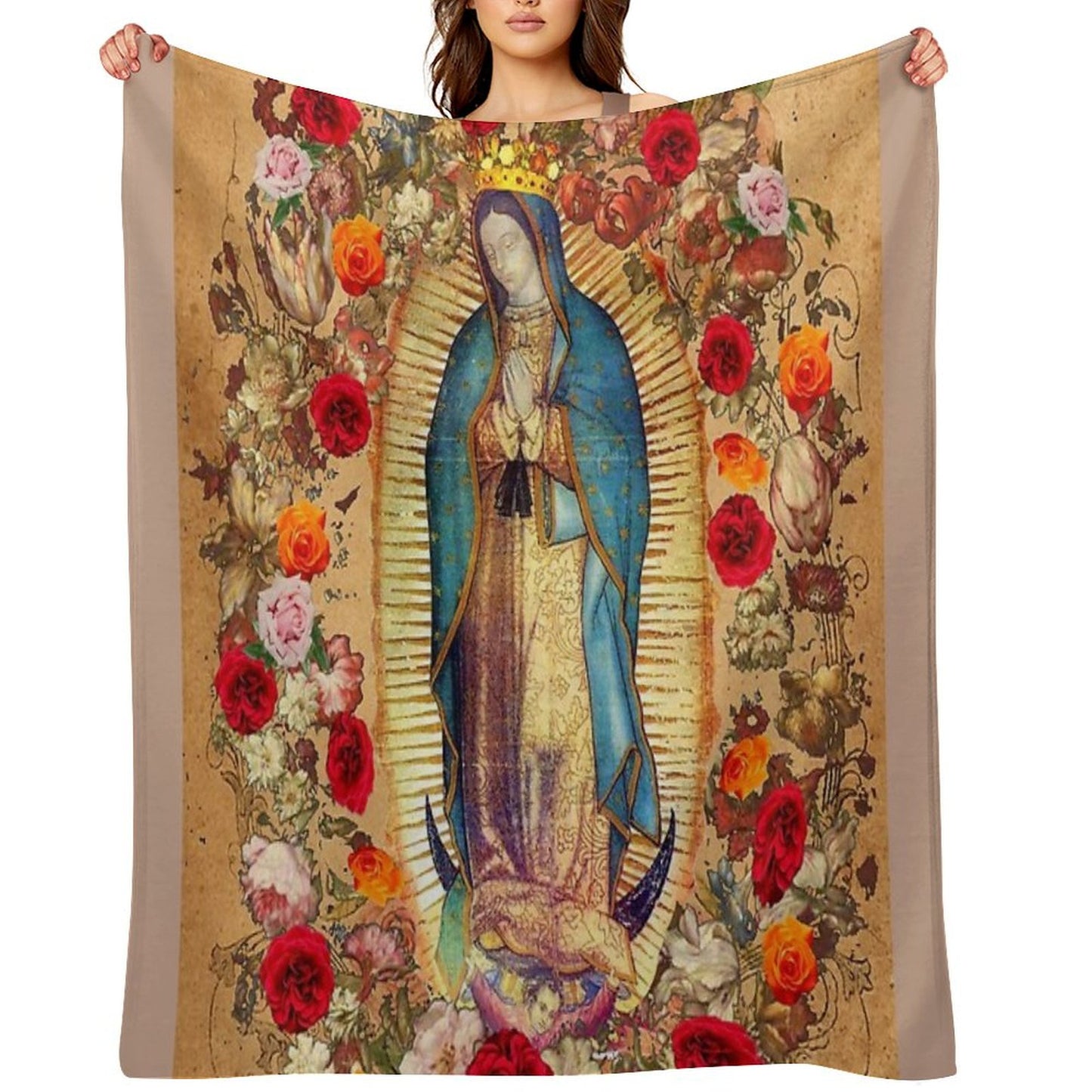 Our Lady of Guadalupe Virgin Mary Catholic Mexico Throw Blanket