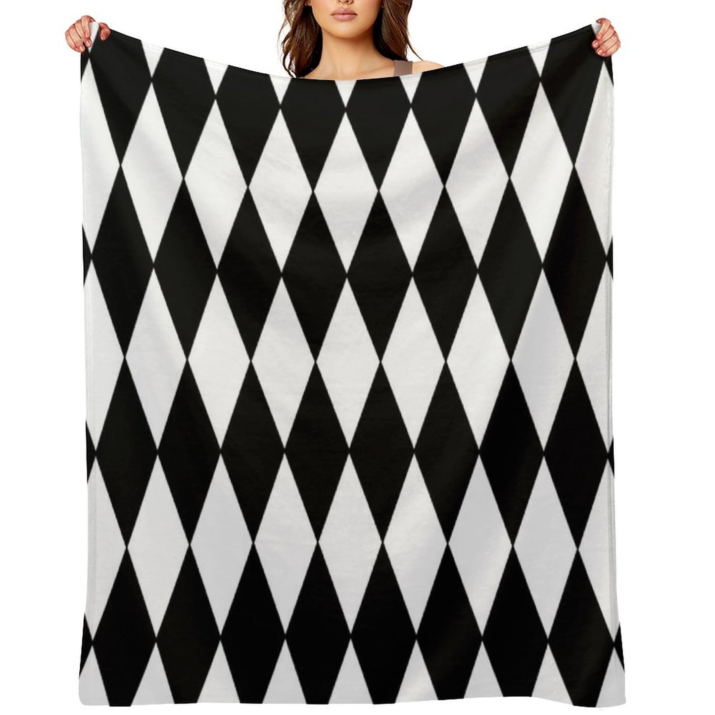 Black White Harlequin Throw Blanket