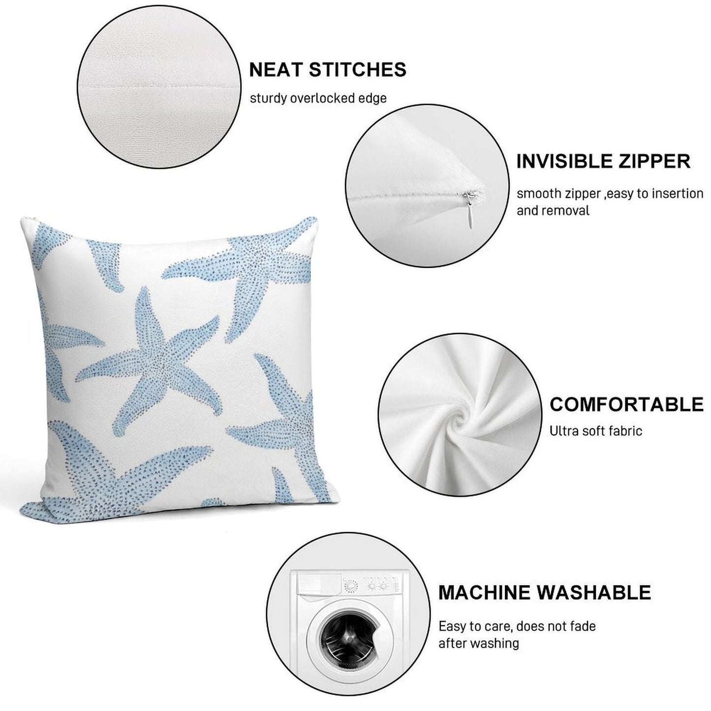 Dancing Blue Starfish Soft Style Accent Throw Pillow
