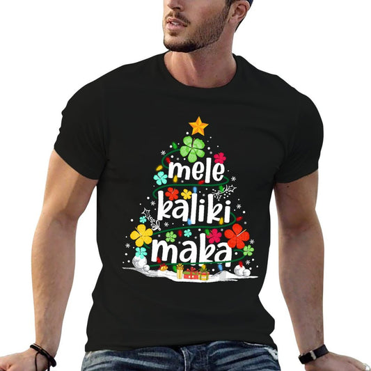 Mele Kalikimaka Tropical Christmas Hawaiian Santa Xmas Tree Breathable T-Shirt