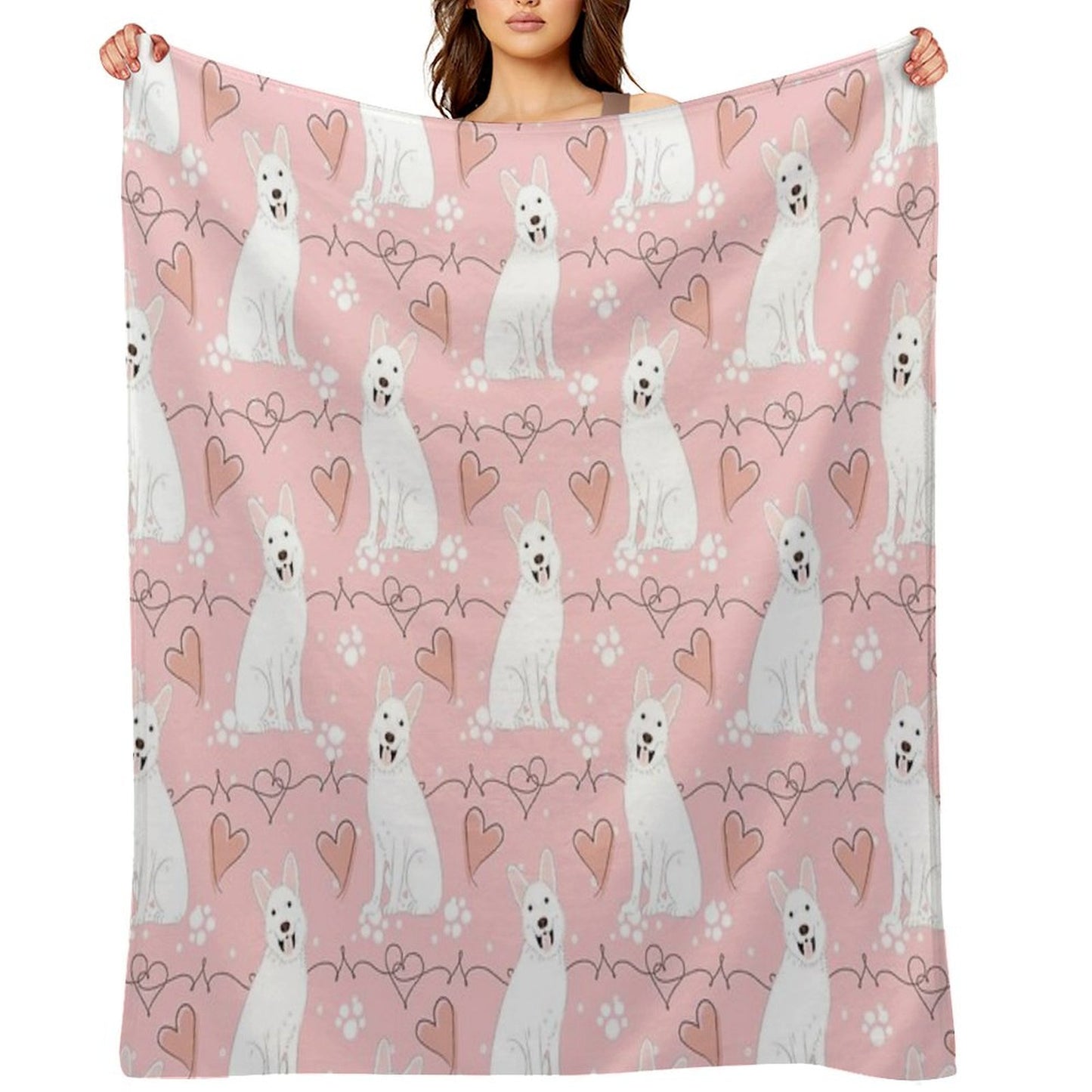 LOVE White German Shepherd Throw Blanket