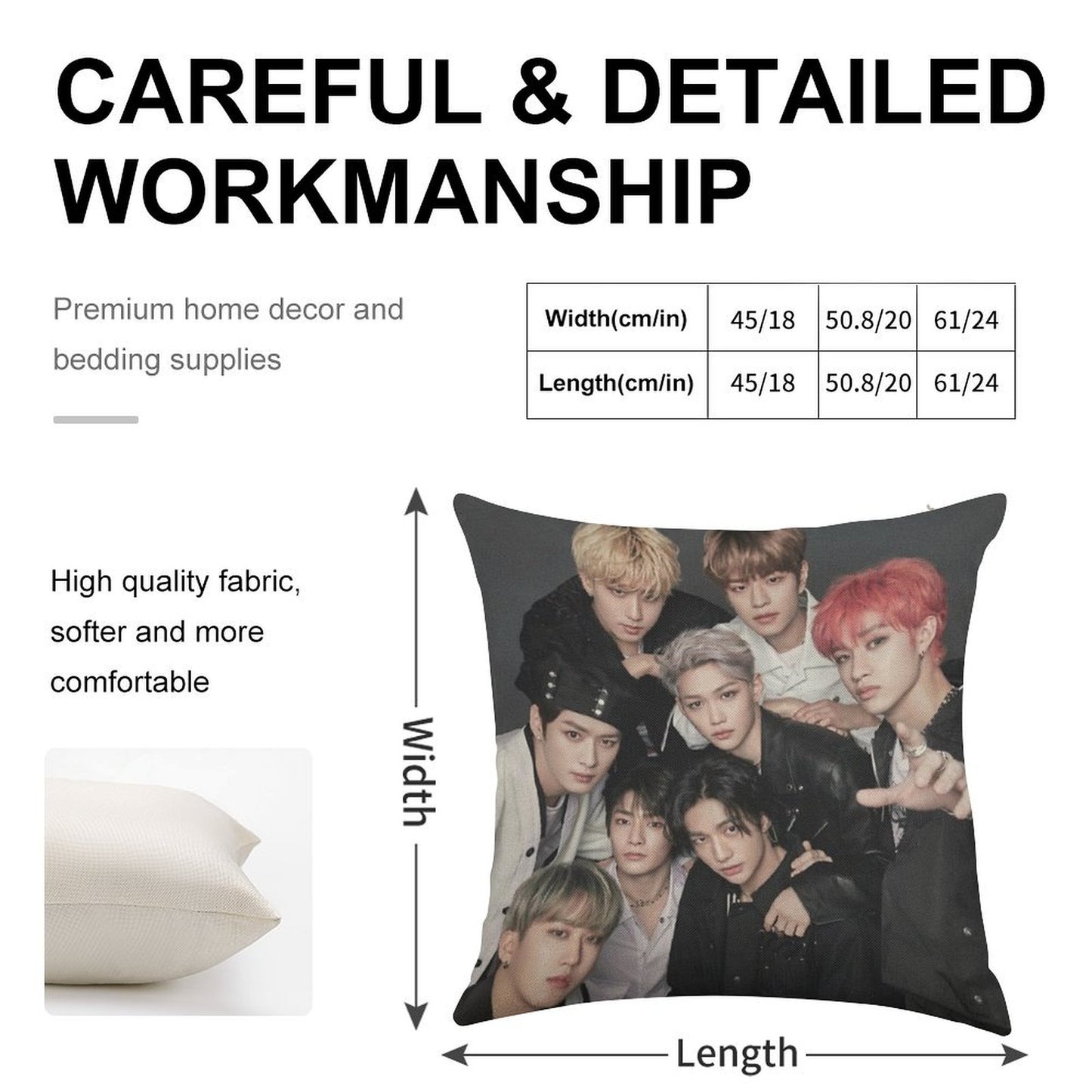 Stray Kids Linen Throw Pillow Cover