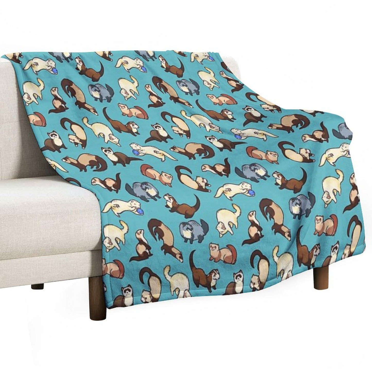 Cat Snakes in Blue Throw Blanket