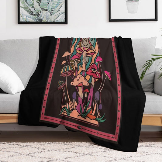 The Mushroom Tribe Garden of Shrooms Throw Blanket
