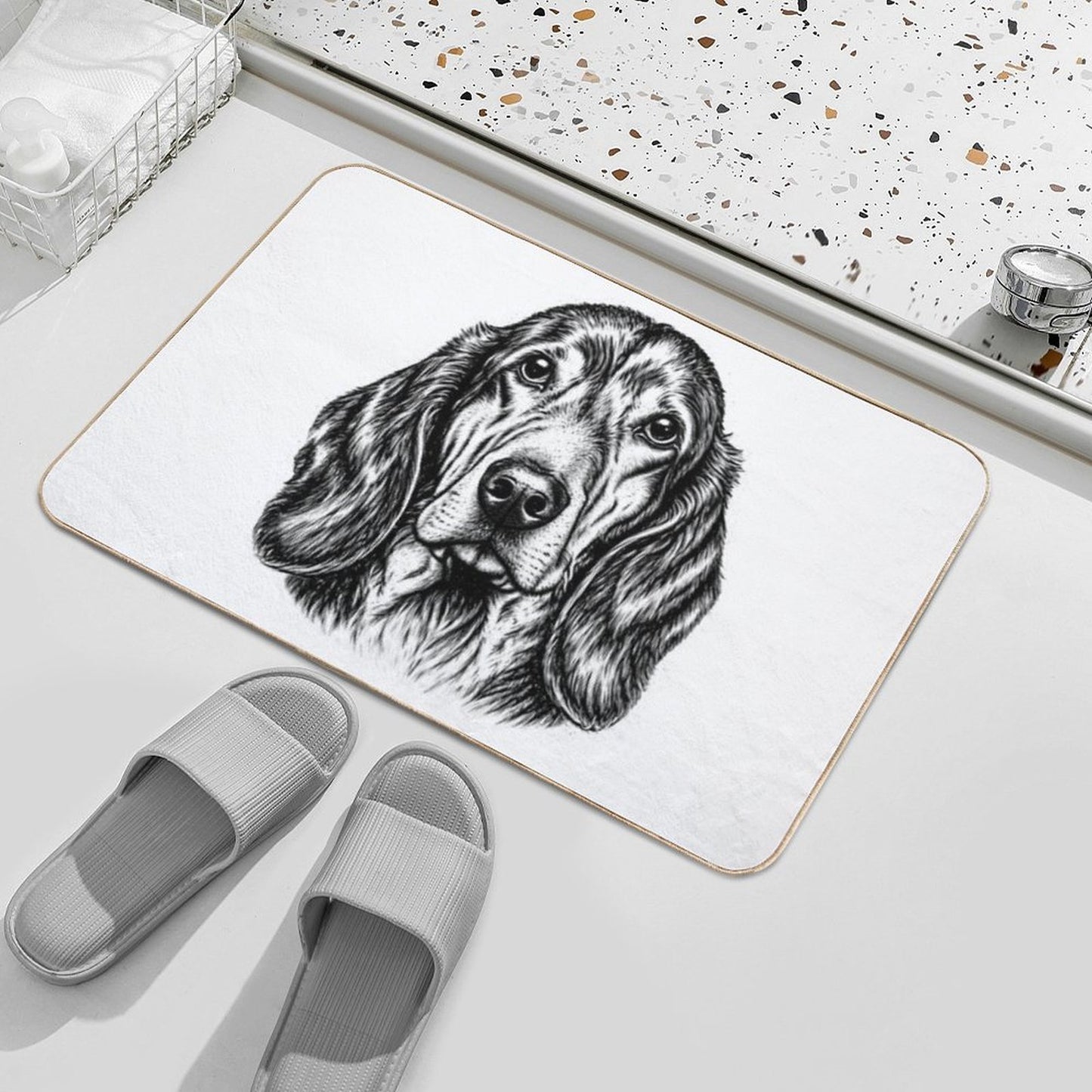Basset Hound Repositionable Bath Mat