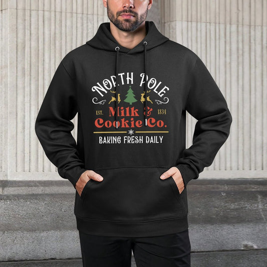 North Pole Milk And Cookie Co Vintage Christmas Company Shrink-Resistant Hoodie