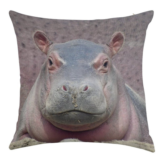 Baby Hippo Fritz at The Cincinnati Zoo Linen Throw Pillow Cover