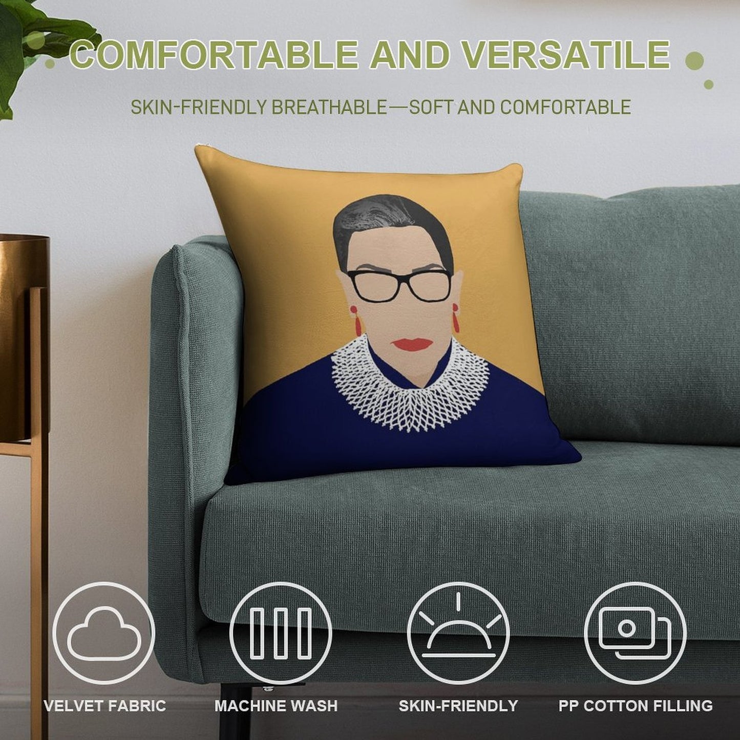 Ruth Bader Ginsburg Soft Ultra-Soft Texture Throw Pillow