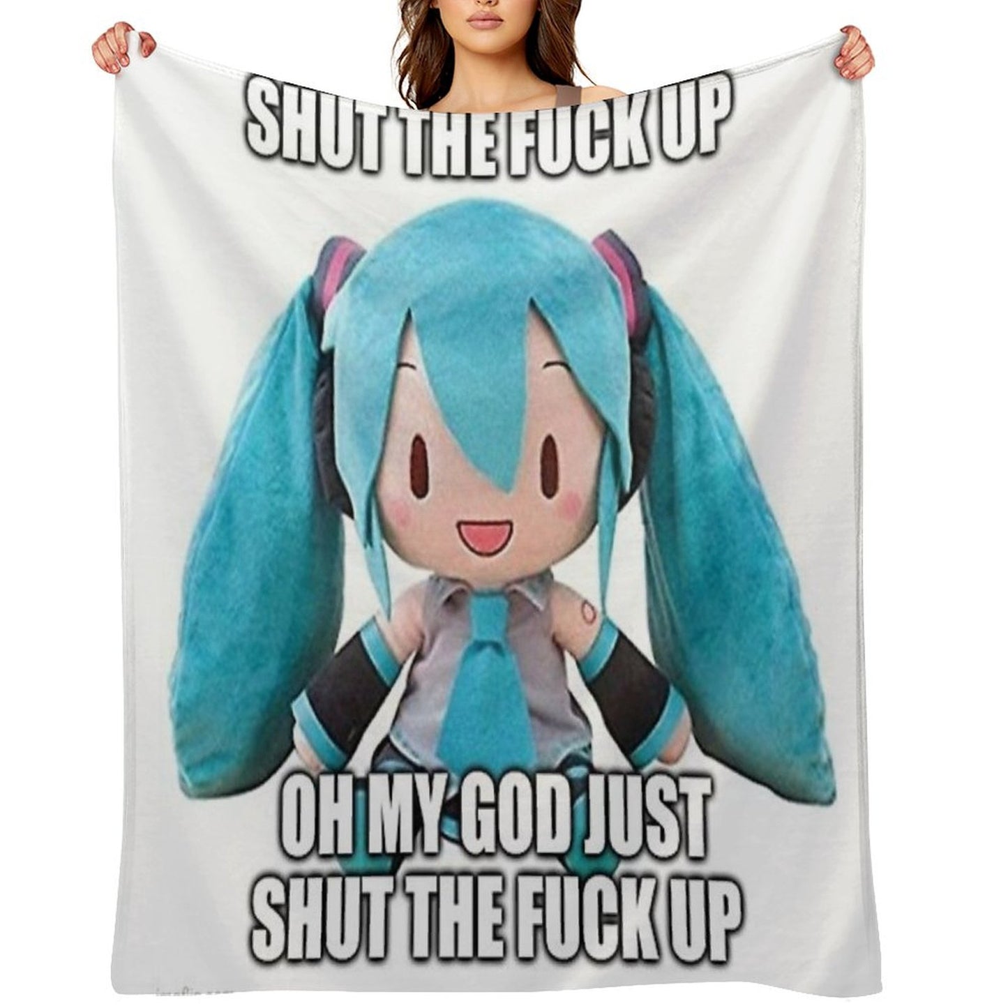 Hatsune Miku Plush Asks U 2 Cease Throw Blanket