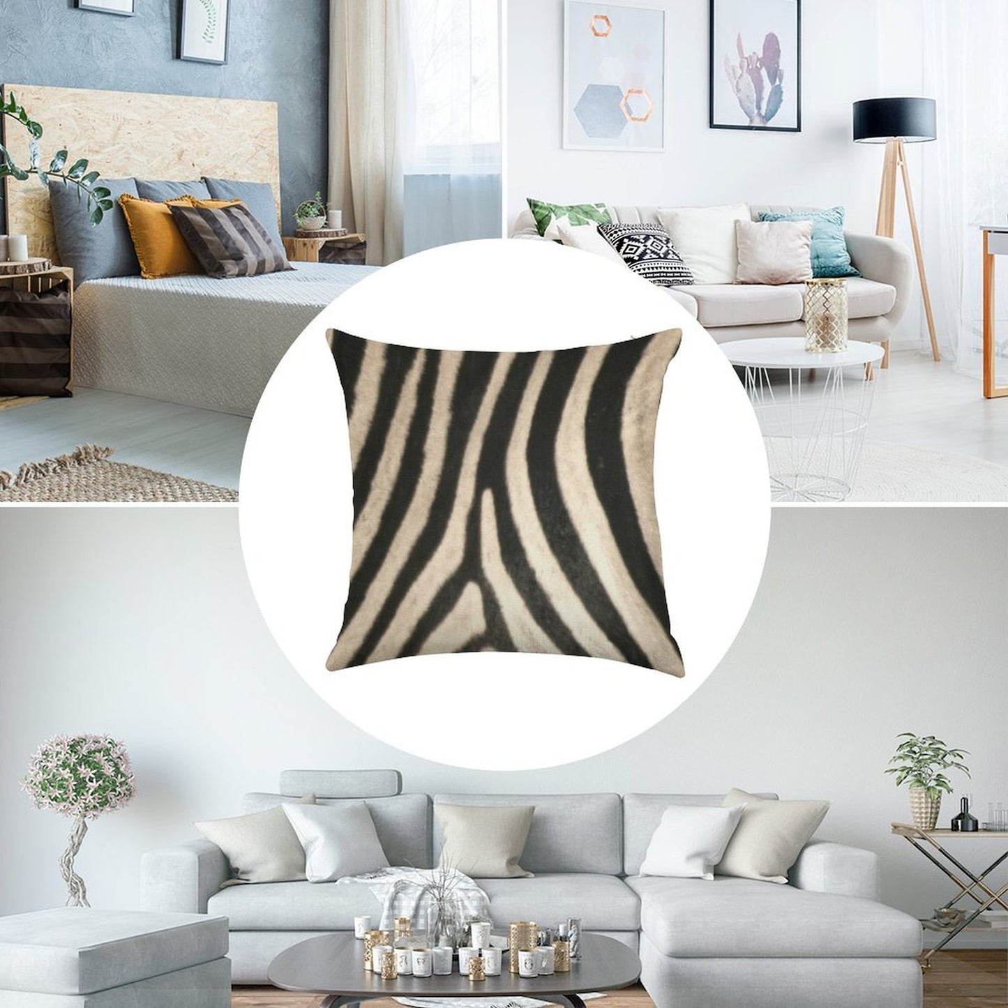 Zebra Print. Safari Animal Lovers Decor. Linen Throw Pillow Cover
