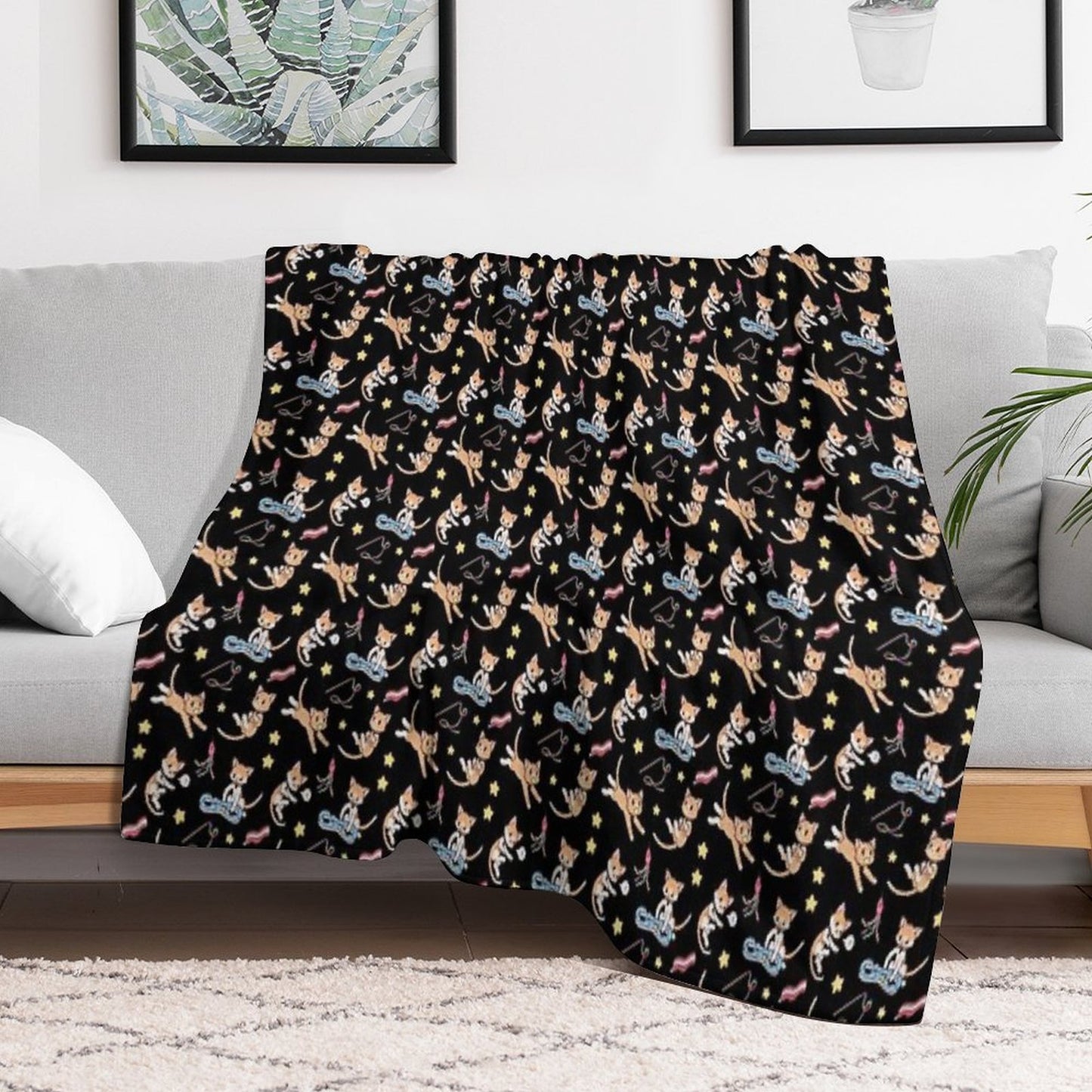 Boy Print with Black Background! Throw Blanket