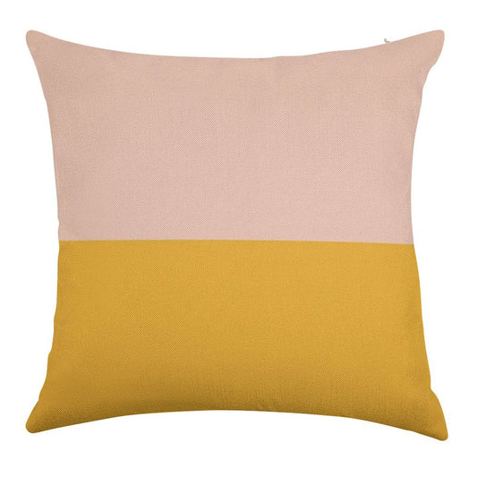 Blush Pink And Mustard Yellow Minimalist Color Block 2 Linen Throw Pillow Cover