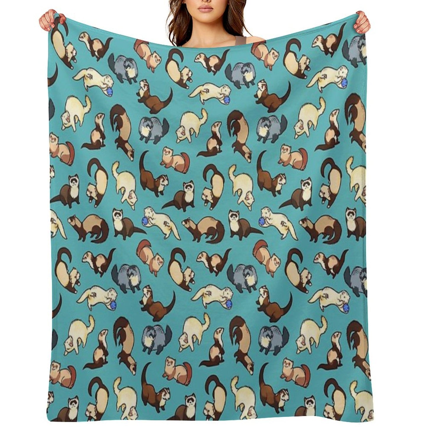 Cat Snakes in Blue Throw Blanket