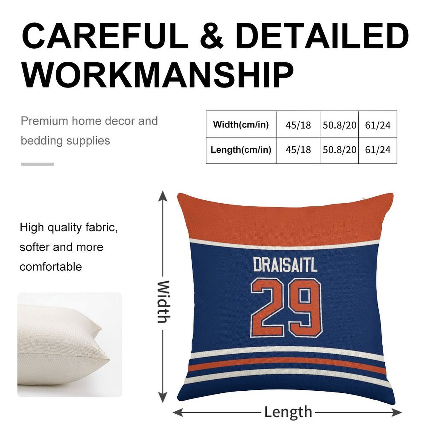 Edmonton Oilers Leon Draisaitl Home Jersey Back Phone Case Linen Throw Pillow Cover