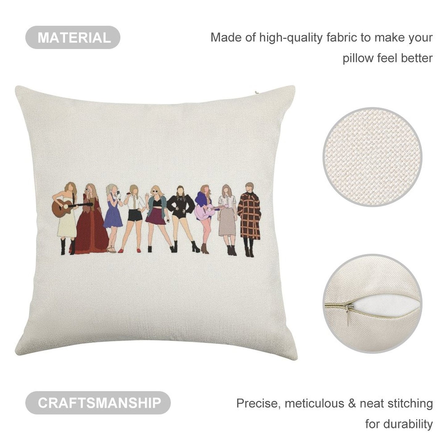 TAYLOR SWIFT 9 ERAS Linen Throw Pillow Cover