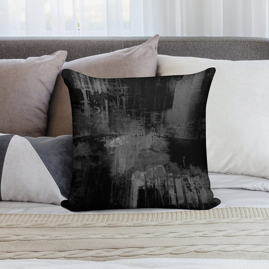 Black Gray Abstract Soft Luxury Feel Throw Pillow
