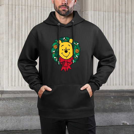 Amazon Essentials Winnie The Pooh Festive Holiday Christmas Wreath Sweatshirt Shrink-Resistant Hoodie