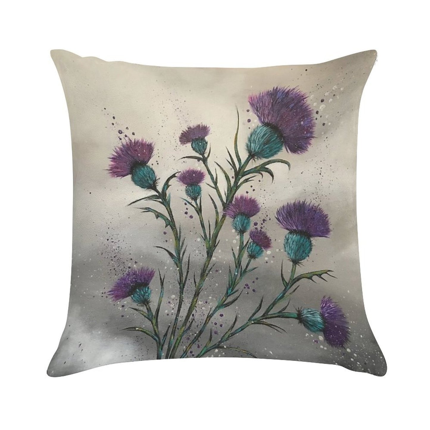 Scottish Traditional Purple Thistle Soft Durable Construction Throw Pillow