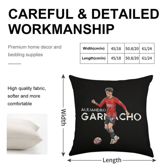 Alejandro Garnacho - Man United Linen Throw Pillow Cover