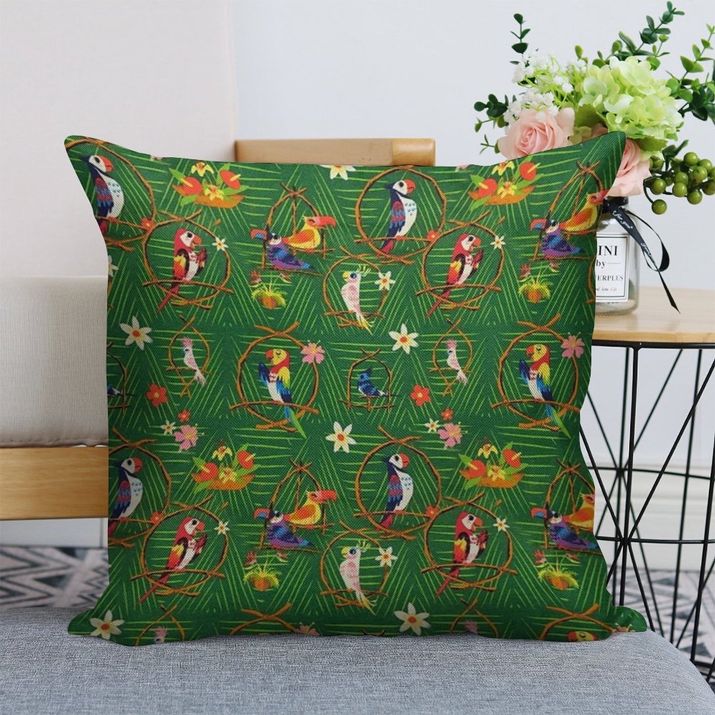 Enchanted Tiki Room Linen Throw Pillow Cover