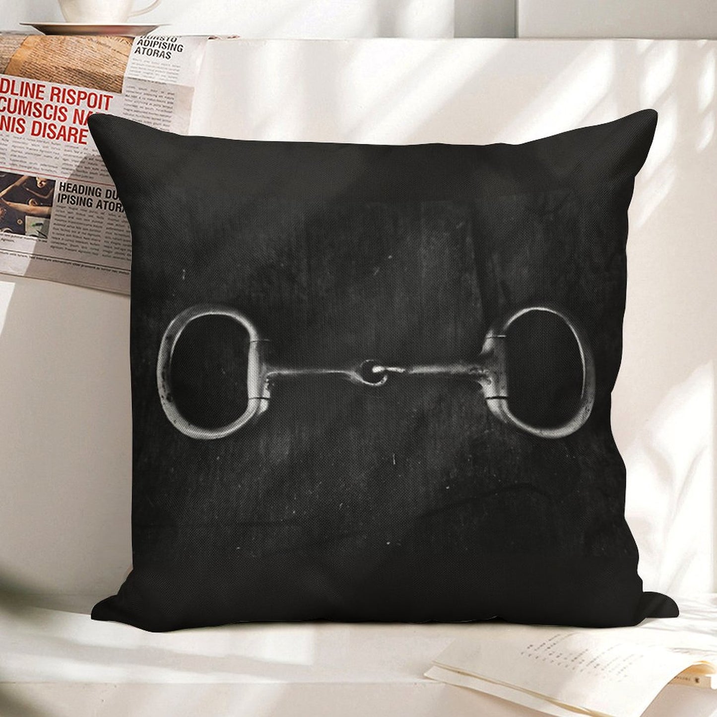 Snaffle Linen Throw Pillow Cover