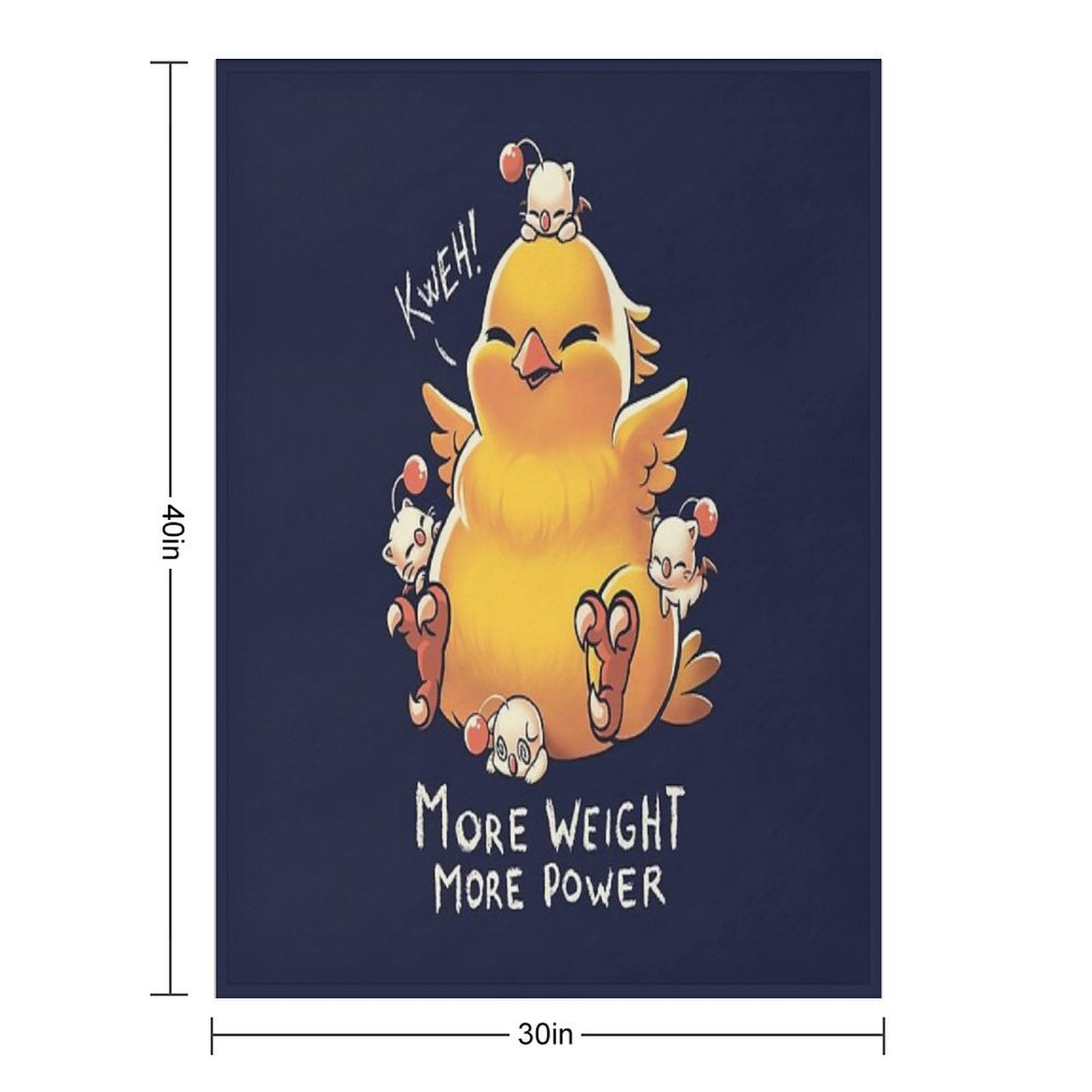 Funny Fat Chocobo - Big Power - Final Fantasy Summon Creature Throw Blanket