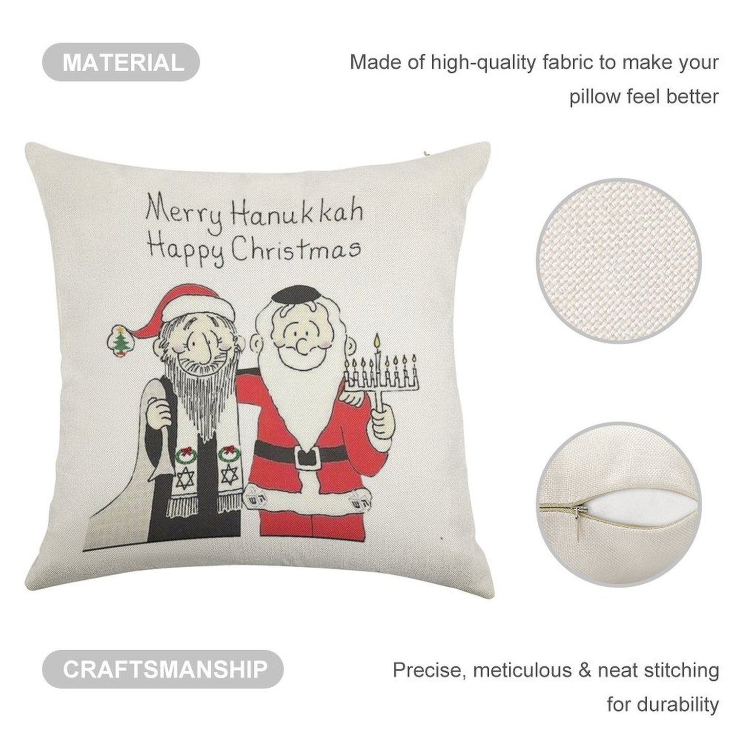 Celebrate Both, Interfaith, Hanukkah And Christmas, Chanukkah Linen Throw Pillow Cover