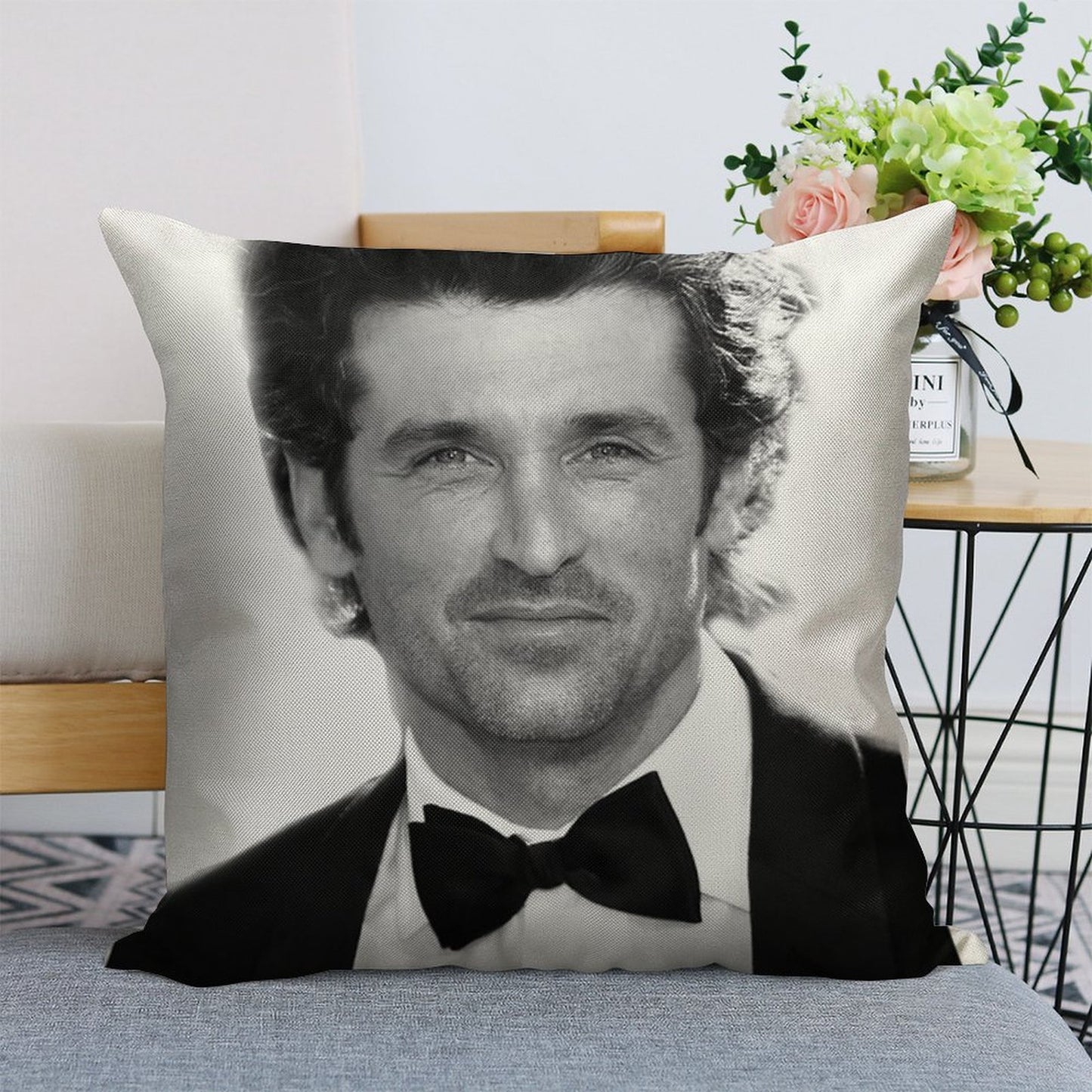 Patrick Dempsey Linen Throw Pillow Cover