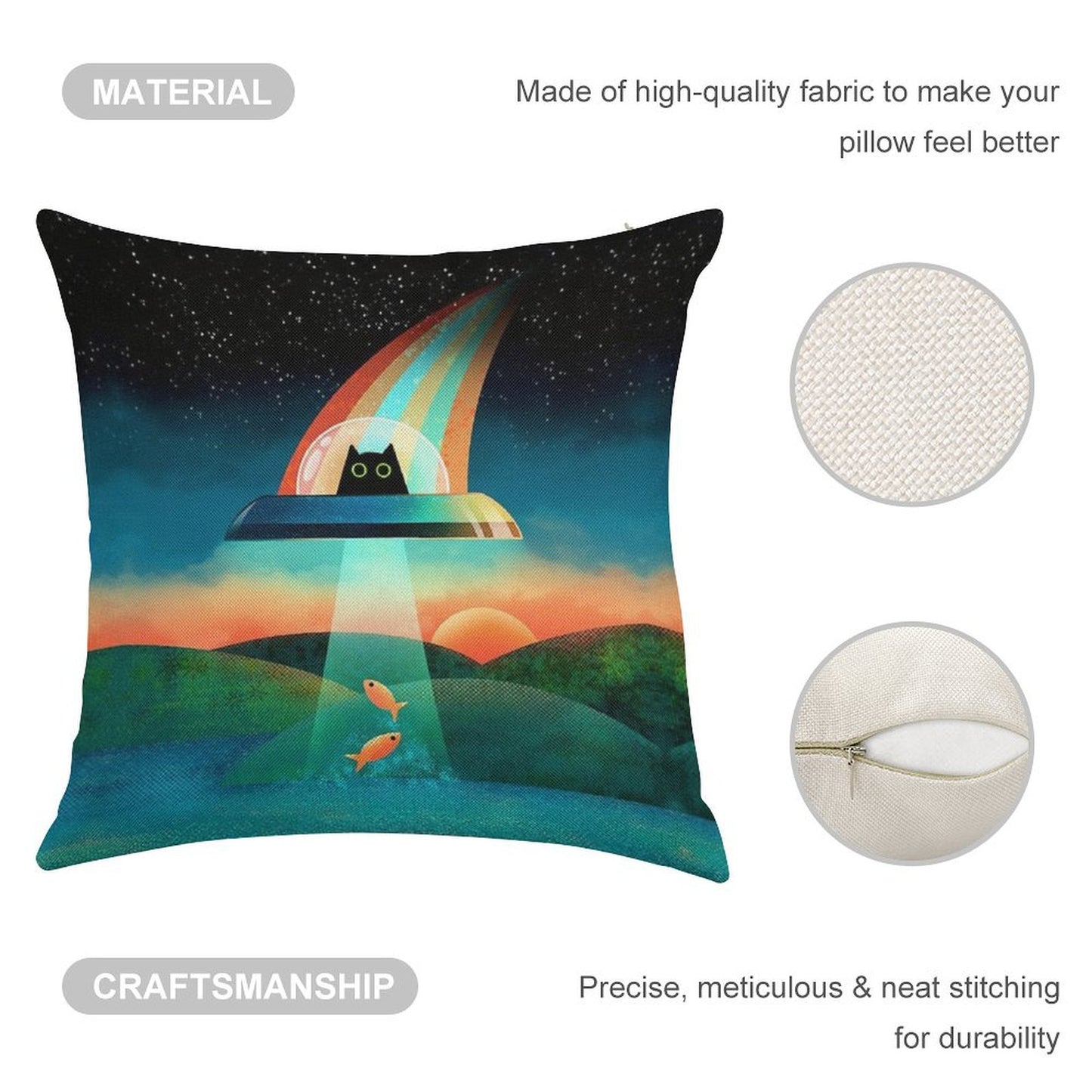 The Purrfect Alien Linen Throw Pillow Cover