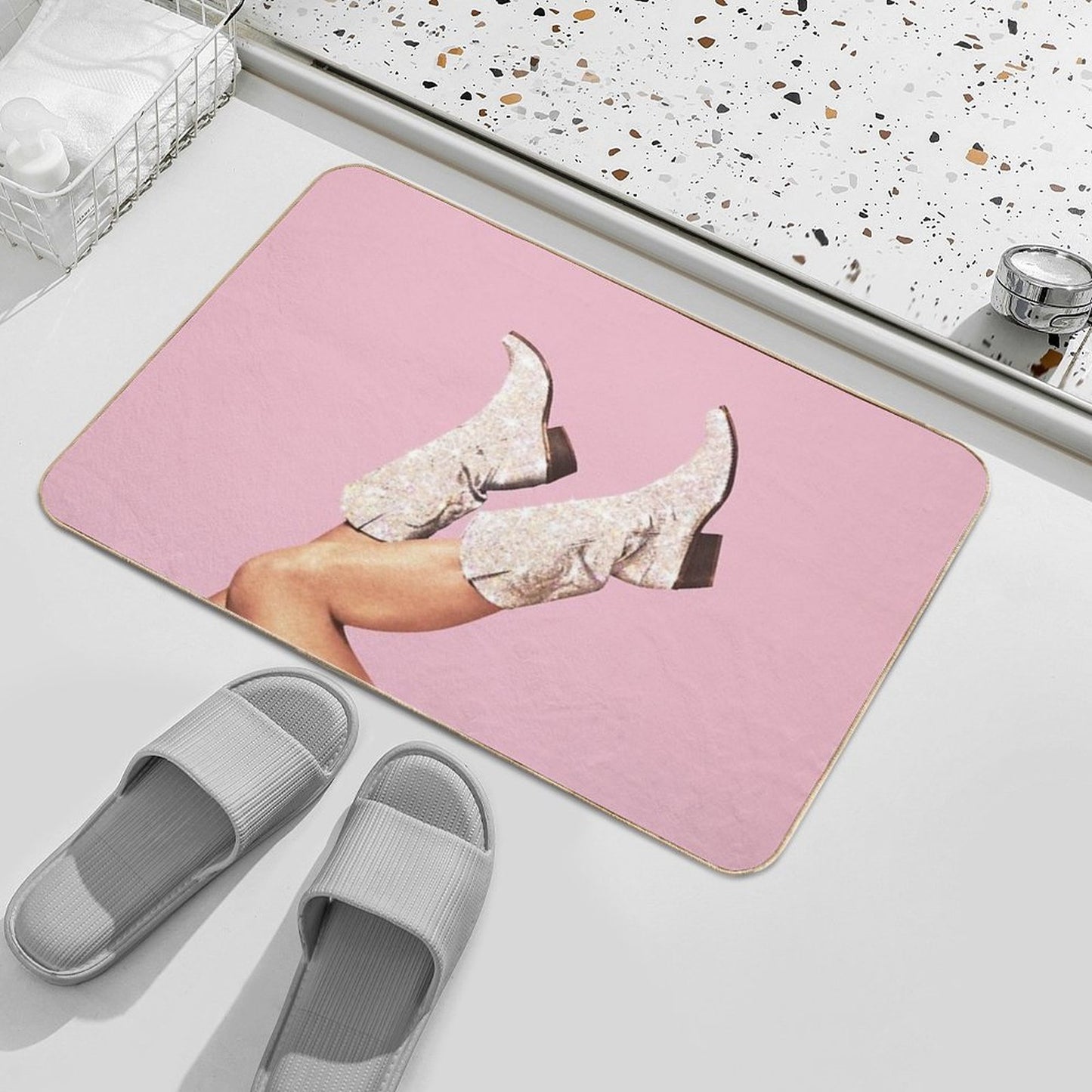 These Boots - Glitter Pink II Bath Mat