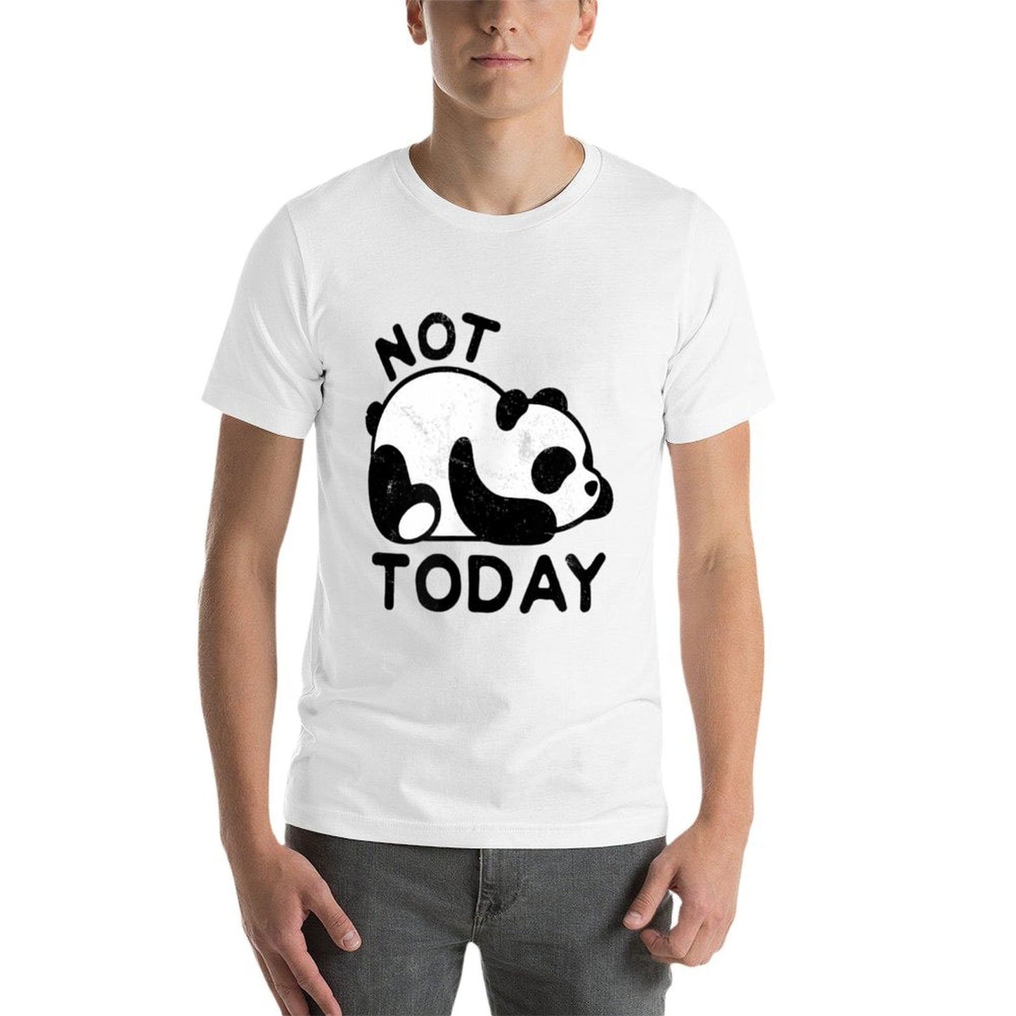Cute Lazy Panda Not Today Nope Distresseds Durable T-Shirt
