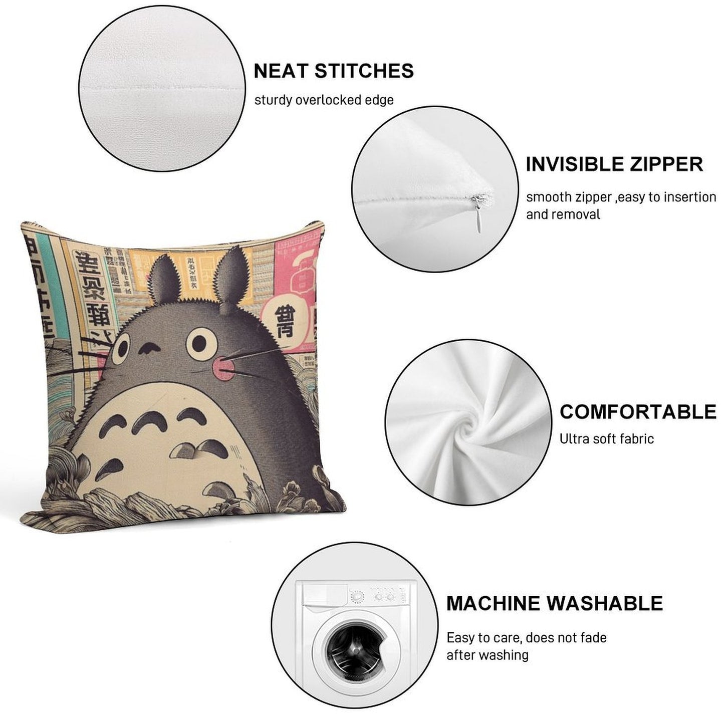 Vintage Japanese Poster Japanese Icon with Retro Charm Soft Skin-Friendly Throw Pillow