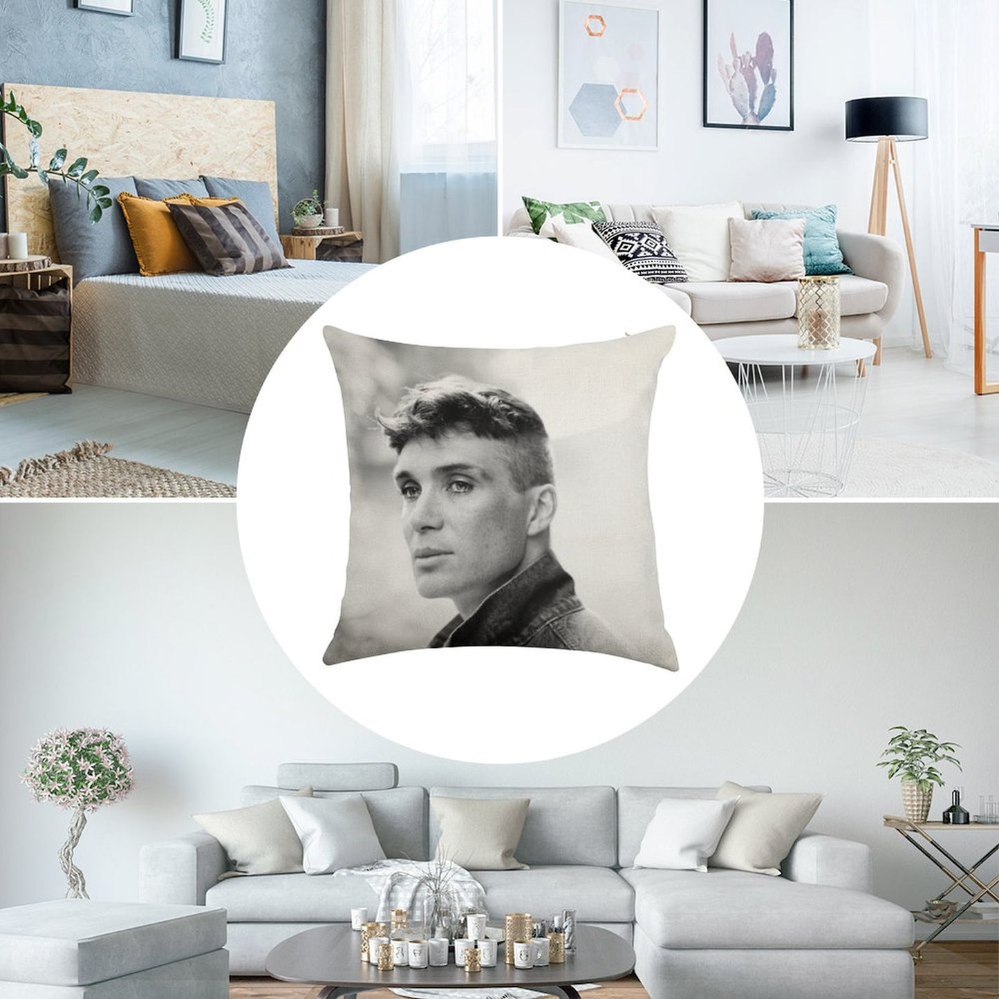 Cillian Murphy Linen Throw Pillow Cover