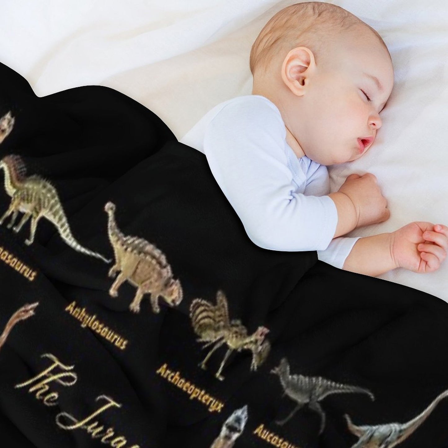Dinosaurs The Jurassic Age (Black Background) Throw Blanket